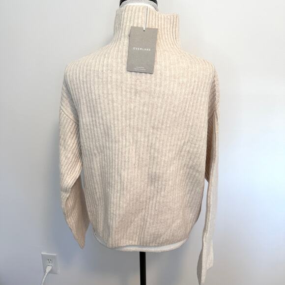 Everlane The Felted Merino Funnel Neck Pullover Sweater Heathered Oat XS New - Picture 9 of 13